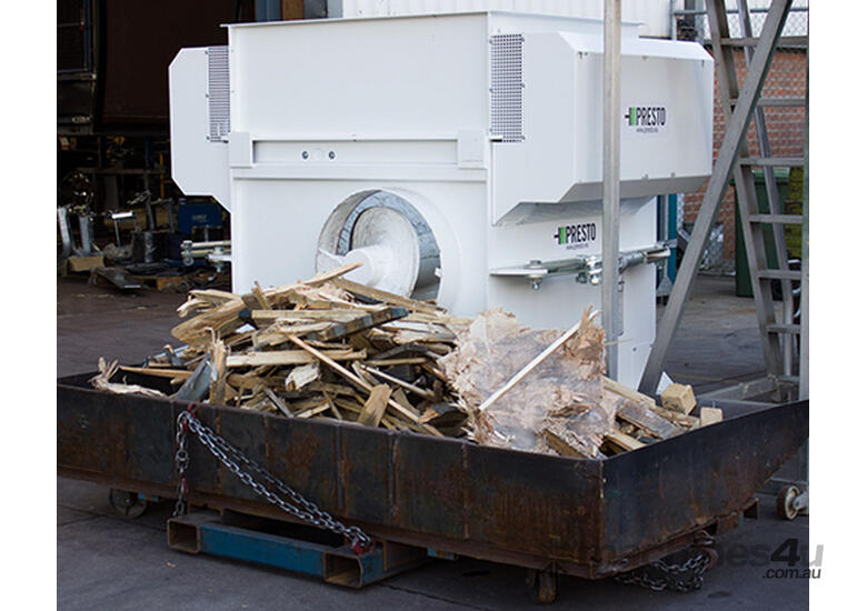 caption Presto Timber Pallet Crusher | Volume reduction & easy compaction