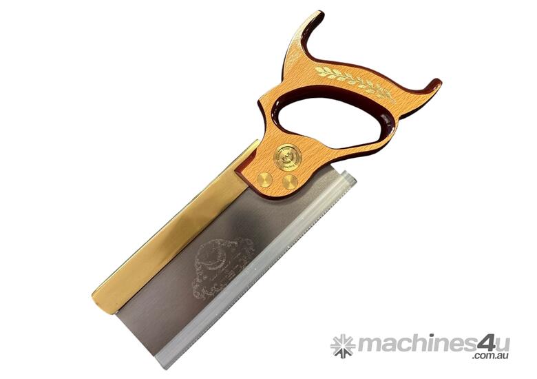 caption Tenon Saw with Brass Backed Blade and Two Toned Red Stain / Beech Handle with Gold Leaf by Pax