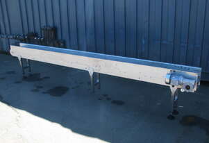 STAINLESS STEEL Motorised Slat Belt Conveyor - 3.35m long