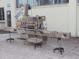 Inline Automatic Capper with Elevator Hopper Feeder & Conveyor - picture0' - Click to enlarge