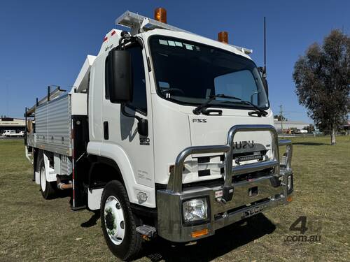 caption Isuzu FSS550 4x4 EWP ( Cherry Picker ) Service Body Truck. Ex Govt