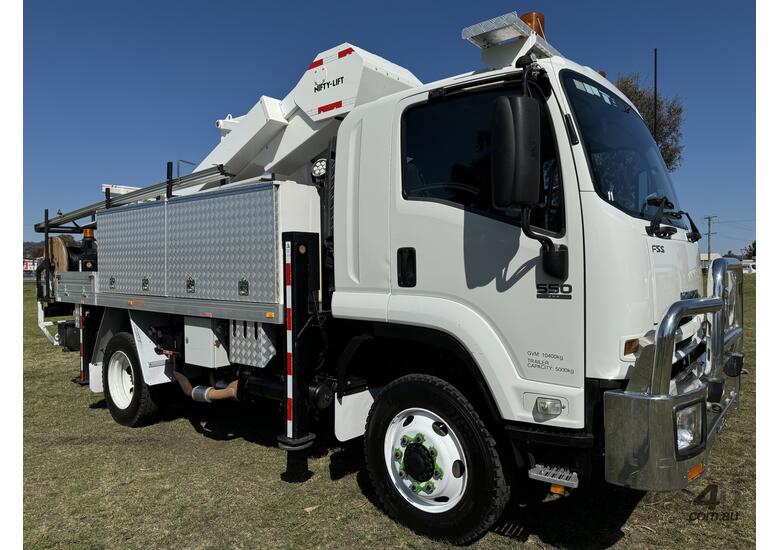 caption Isuzu FSS550 4x4 EWP ( Cherry Picker ) Service Body Truck. Ex Govt