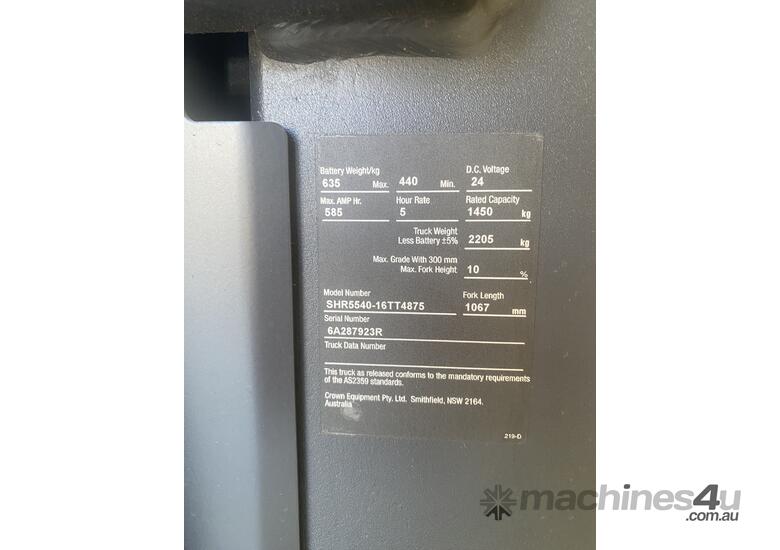 caption Crown SHR5500 Heavy-Duty Walkie Reach Stacker