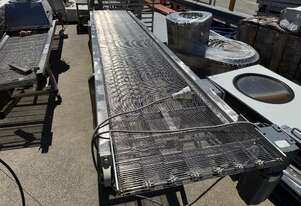 Conveyor Mesh SS 500mm belt x 3270mm long OA 800mm w x 1m h variable speed on wheels