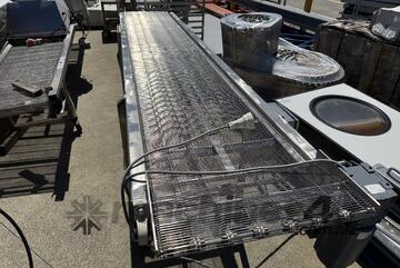 Conveyor Mesh SS 500mm belt x 3270mm long OA 800mm w x 1m h variable speed on wheels