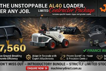 Brand   Ozziquip AL40 Mini Loader 4-in-1 with Ripper & Stump Grinder 4-Piece Package