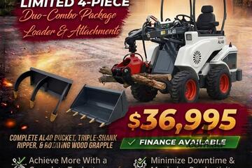 Brand   Ozziquip AL40 Mini Loader 4-in-1 with Ripper & Rotating Wood Grapple 4-Piece Package