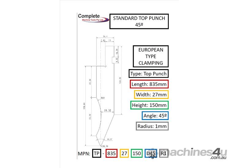 Click to view full size photos PRESS BRAKE TOOLING 45 Deg Top Punch