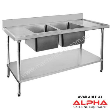 F.E.D. 2400-7-DSBC Economic 304 Grade SS Double Sink Benches 2400x700x900 with two 610x400x250 sinks