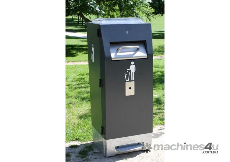 caption RAY Hands Free Solar Powered Waste Compactor Bin | Outdoor | Smart Bin