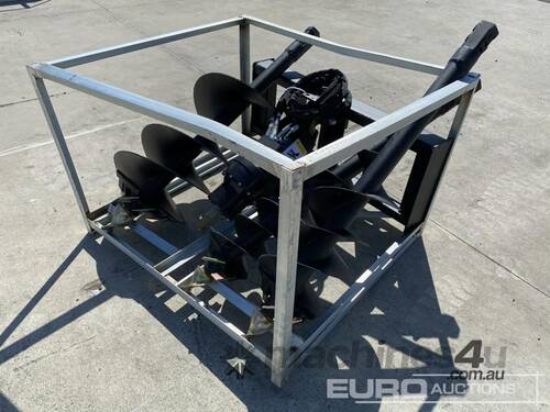 Unused Hydraulic Auger Drive & 3 Augers to suit Skidsteer Loader