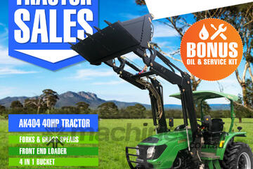 AgKing - 40HP ROPS Tractor Package with FEL 4in1 Bucket & Package Slasher Forks & Spears