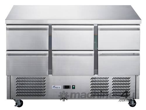 FED-X Six Drawer Compact Workbench Fridge - XGNS1300-6D