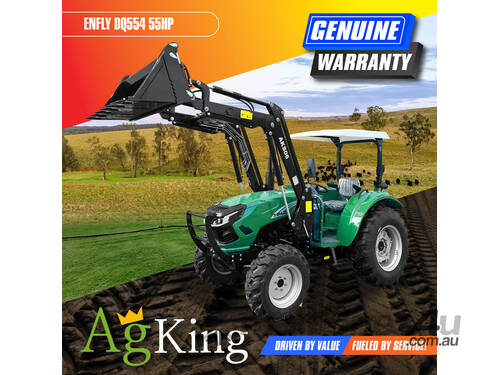 AgKing -  Enfly 55HP Tractor ROPS 4WD DQ554 with FEL & 4in1 Bucket