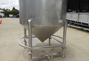 Tank, Stainless Steel Storage (Vert), 3400Lt, 1780mm Dia x 1120mm Straight + 770 mm Cone