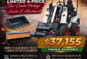 Brand New Ozziquip AL40 Mini Loader 4-in-1 with Tiller & Brush Cutter 4-Piece Package