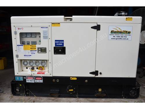 Silenced Diesel Generator - excellent condition 15 kVA 3-Phase (very low hrs)