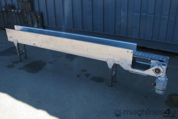 STAINLESS STEEL Motorised Slat Belt Conveyor - 2.35m long