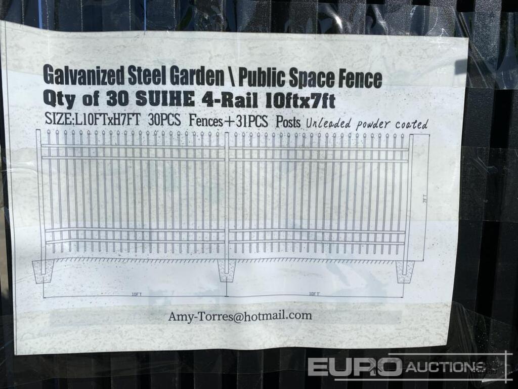 New Not Specified Unknown Unused 4Rail Iron Fencing Fencing in