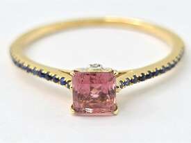 9CT YELLOW GOLD, DIAMOND, SAPPHIRE RING - picture0' - Click to enlarge