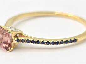 9CT YELLOW GOLD, DIAMOND, SAPPHIRE RING - picture0' - Click to enlarge