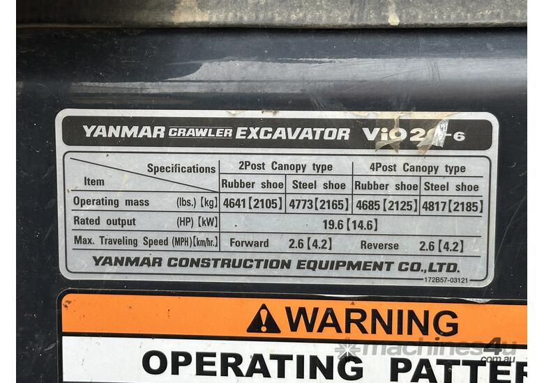 2023 Yanmar Vio20-6 Rubber Tracked Excavator