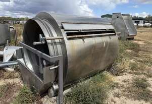 Screen Stainless Steel 1.5m Dia x 2.3m Long OA 1.9m x 3.4m x 1.9m high Water Treatment