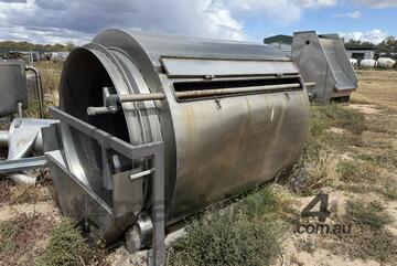 Screen Stainless Steel 1.5m Dia x 2.3m Long OA 1.9m x 3.4m x 1.9m high Water Treatment