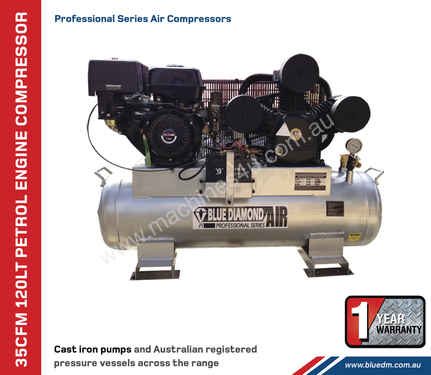 35CFM Petrol Engine Air Compressor 120Lt