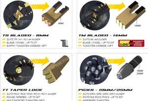 Digga, Auger teeth & pilots earth & rock