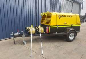 GP388T - 388cfm Rotary Screw Compressor, Diesel Driven, Mounted on a Heavy Duty Trailer