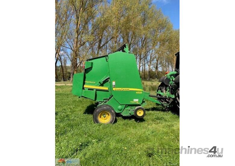 (1013) John Deere 458 Mega-wide Plus (Silage Special) Round Baler (Armadale, VIC)