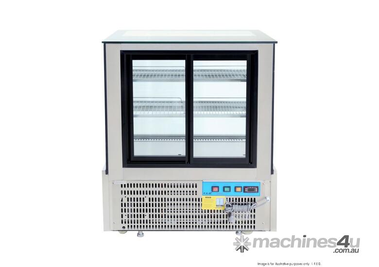 SSU90-2XB Black Trim Square Glass Cake Display 2 Shelves 900x700x1100