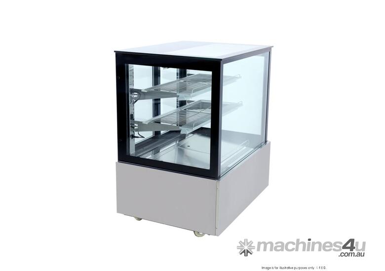 SSU90-2XB Black Trim Square Glass Cake Display 2 Shelves 900x700x1100