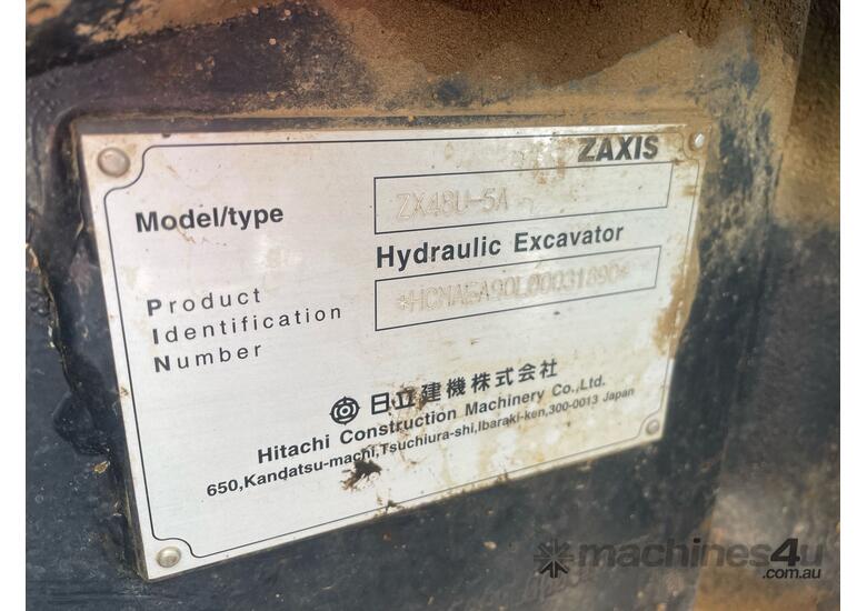 caption 2014 Hitachi ZX48U-5A Excavator (Rubber Padded)
