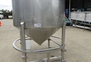 Tank, Stainless Steel Storage (Vert), 3400Lt, 1780mm Dia x 1120mm Straight + 770 mm Cone