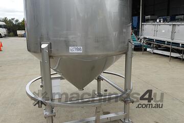 Tank, Stainless Steel Storage (Vert), 3400Lt, 1780mm Dia x 1120mm Straight + 770 mm Cone