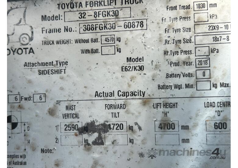 Toyota 3T LPG Forklift – 32-8FGK30 – Reduced from $11,000 – Priced to Sell Fast!