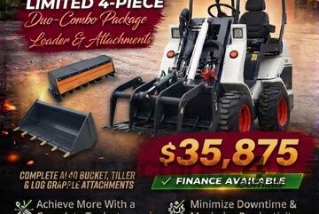 Brand   Ozziquip AL40 Mini Loader 4-in-1 with Tiller & Log Grapple 4-Piece Package