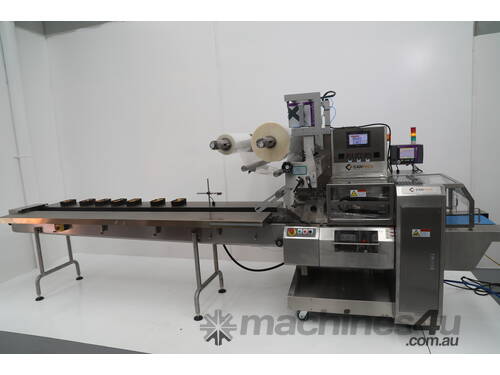 NEW CPM-9000 Flow Wrapper (Top Feed, Auto infeed belts, Packless function) CHECK OUT THE VIDEO!