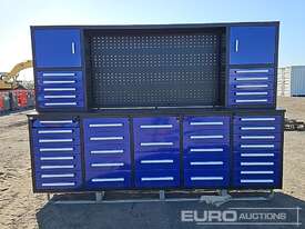 Steelman 10' Work Bench/Tool Cabinet, 40 Drawers, 2 Doors (Damaged)  - picture0' - Click to enlarge