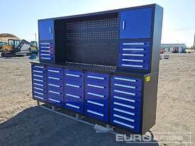 Steelman 10' Work Bench/Tool Cabinet, 40 Drawers, 2 Doors (Damaged)  - picture1' - Click to enlarge