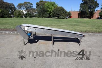 Stainless Steel Incline Motorised Belt Conveyor - 2.9m long - Falcast