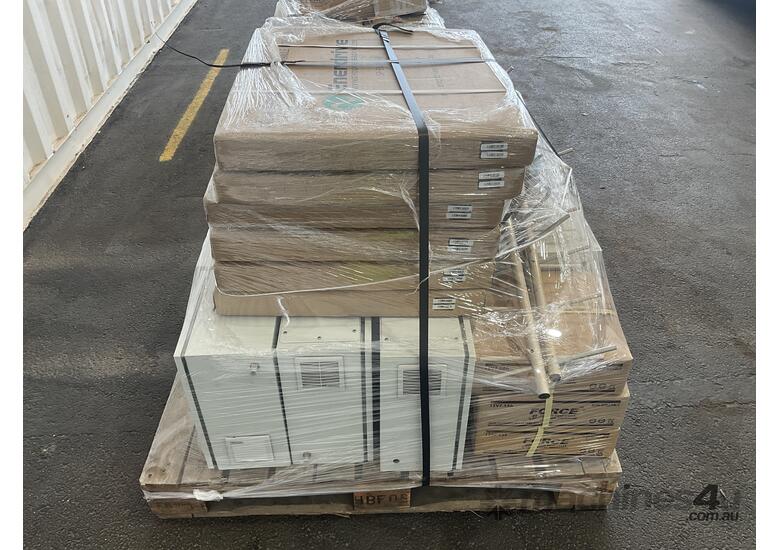 caption Pallet of New Elpro 415 Radio Telemetry Panels, With Solar Inverters, Solar Panels and Assorted Batt