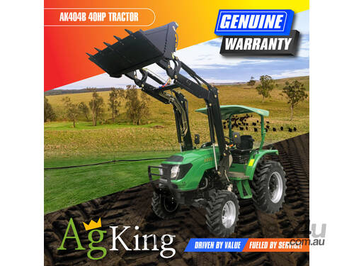 caption AgKing - 40HP Tractor ROPS 4WD AK404 with FEL & 4in1 Bucket - Packages Available