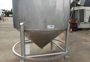 Tank, Stainless Steel Storage (Vert), 3400Lt, 1780mm Dia x 1120mm Straight + 770 mm Cone
