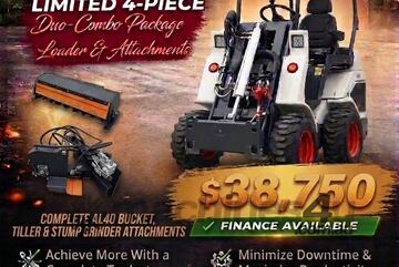 Brand   Ozziquip AL40 Mini Loader 4-in-1 with Tiller, Stump Grinder 4-Piece Package