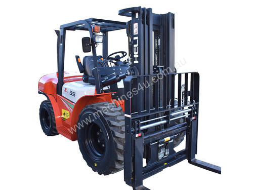 HELI 3.5T All Terrain Diesel Forklift Buggy with Fork Positioner and Container Mast - FOR SALE