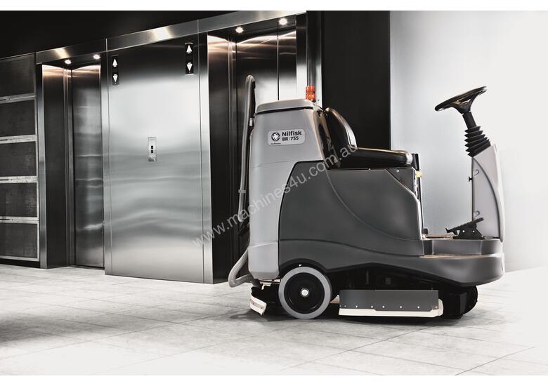 caption Nilfisk BR755C Mid Sized Ride on Scrubber
