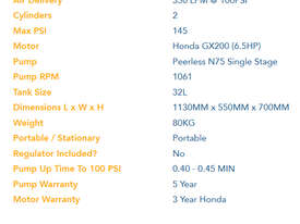 Peerless Air Compressor 350LPM Honda Petrol Twin Tank P17 - picture1' - Click to enlarge